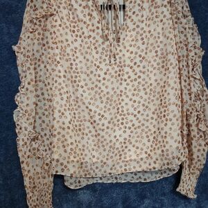 Marie Oliver Cream and Brown Patterned Blouse